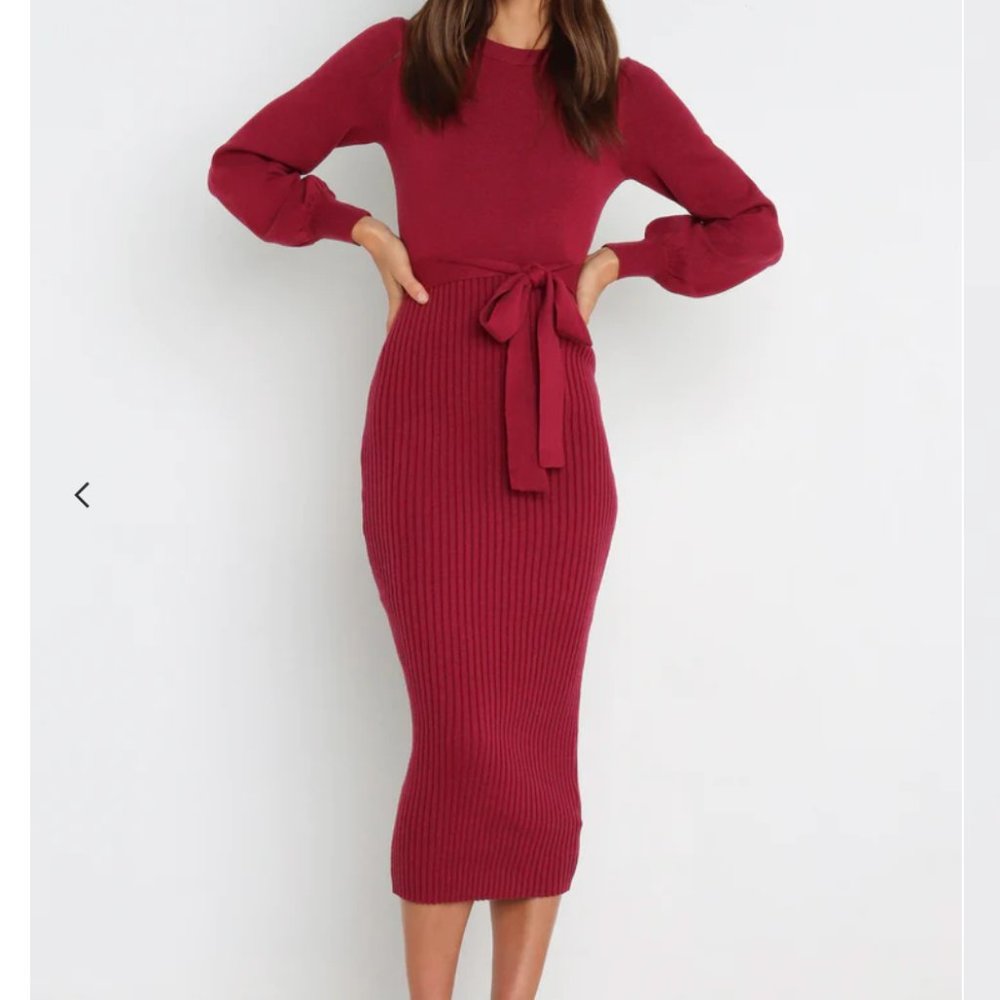 Petal and Pup Helena Dress. Midi length tight sweater dress